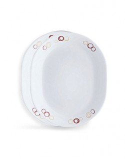 Corelle Circle Glass Oval Serving Platter, Set of 2, Multicolour