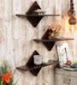 Decorative Wall Shelf (Set of 3) in Brown Finish by Home Sparkle
