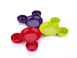 Slings Unbreakable Mickey Shaped Kids/Snack Serving Plate (Assorted Colors) (3)