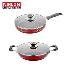 Nirlon Non-Stick Aluminium Cookware Set, 2-Pieces, Red (32MM_FP+KD)