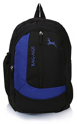 Bag-age Polyester 20 Ltr Black-Blue School Backpack