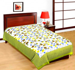 Bombay Spreads 120 TC Cotton Single Printed Bedsheet(Pack of 1, Green)