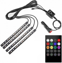 Pushcart Atmosphere Lights Car LED Strip Light 4pcs 48 LED DC 12V Multicolor Music Car Interior Light LED Under Dash Lighting Kit with Sound Active Function and Wireless Remote Control Car Fancy Lights (Multicolor) Car Fancy Lights(Multicolor)