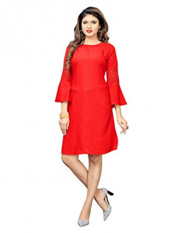 1 Stop Fashion Women's Shirt Midi Dress (Tunic4-S_Red_Small)