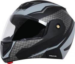 VEGA Crux DX Checks Motorbike Helmet(Dull Black, Silver)