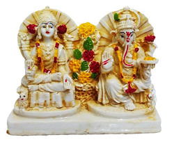 Fabzone Lord Laxmi Ganesha Goddess Lakshmi God Ganpati Idol Statue Showpiece Figurine - Religious Pooja Gift Item Home Décor/Office/Temple