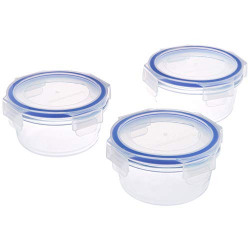 Amazon Brand - Solimo Round Glass Container Set, (3 Pieces, 360ml, Transparent)