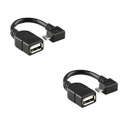 C&E CNE35595 Micro USB Right Angle OTG to USB 2.0 Adapter (2 Pack, Black)