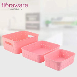 Floraware Smart Baskets for Storage, Set of 3, Pink