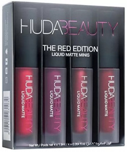 Huda Beauty Matte Minis Red Edition Liquid Lipstick Set of 4 (red)