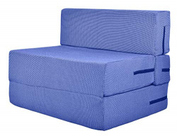 ComfyBean Space Saving Furniture Foldable Sofa Cum Bed with Removable Washable Fabric Cover (3 X 6 ft, Light Blue)