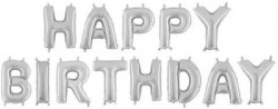 My Party Suppliers Solid Happy Birthday Foil Balloon Letter Balloon(Silver, Pack of 13)