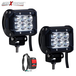 AllExtreme EX6FWS2 6 LED Fog Light Bar Waterproof Spot Beam Driving Cube Worklight with Switch and Mounting Bracket for Motorcycles and Cars (18W, White Light, 2 PCS)