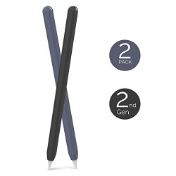 AhaStyle [2 Pack] Ultra Thin Case Cover Silicone Sleeve Compatible Apple Pencil 2nd Generation (2018), Apple iPad Pro 11 12.9 inch 2018(Black,Midnight Blue)
