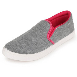 Ethics Women's Grey and Pink Slip-on Casual Shoes - 5