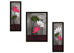 SAF 'Flowers ' UV Textured Painting (Synthetic, 35 cm x 50 cm x 3 cm, Multicolor)