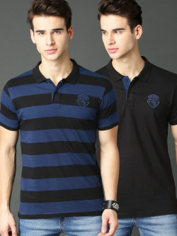 Roadster Men Pack Of 2 Polo T-Shirts