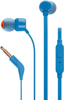 JBL T160 Wired Headset with Mic(Blue, In the Ear)