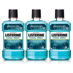 Listerine Cool Mint Mouthwash 250ml (Pack of 3)