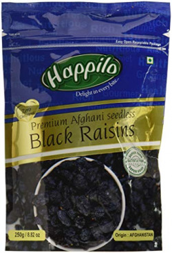 Happilo Premium Afghani Seedless Black Raisins, 250g (Pack of 2)