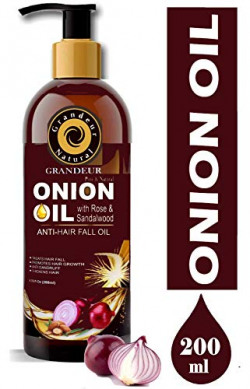 Grandeur Onion Hair Oil For Hair Fall Treatment And Hair Growth With Red Onion Extract, Argan Oil, Bhringraj, Hibiscus Oil, Jojoba Oil, Vitamin E 200ml