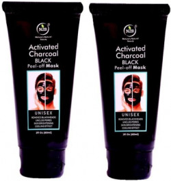N2B Activated Charcoal Purifying Black Peel Off Face Mask (Pack of 2) | Blackheads, Whiteheads & Dirt & Instant Glow(60 ml)