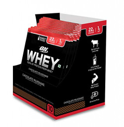 Optimum Nutrition (ON) 100% Whey Protein Powder Trial Box - Pack of 10 Sachets (Chocolate Milkshake)