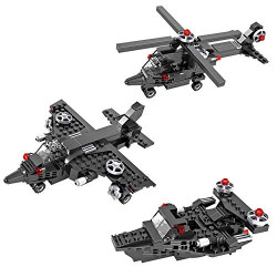 Planet of Toys Building Blocks for Kids, Blocks Ship, Fighter Jet, Helicopter for Kids Boy/Girls - Black (177 Pcs )