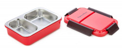  Signoraware Duo Star Stainless Steel Lunch Box, 800ml, Red Opaque