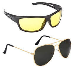 ELLIGATOR Glasses for Driving at Day and Night Fishing Outdoor Anti Glare Unisex Sunglasses (Yellow and Black)