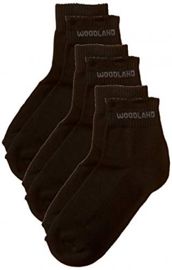Woodland Men's Cotton Athletic Socks (Pack of 3) (BD 83T004_Black_Large)