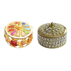 Angelic Brass Jewellery with Sindoor Box (7 cm x 7 cm x 5 cm, Golden)