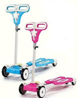 SUPER TOY 4-Wheel Zip Flick Style Double-Board Scooter for Kids - Multicolored