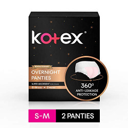 Kotex Overnight Panties -Periodwear for Sanitary Protection - S/M (2 count)