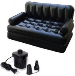 WDS PP (Polypropylene) 3 Seater Inflatable Sofa(Color - Black)