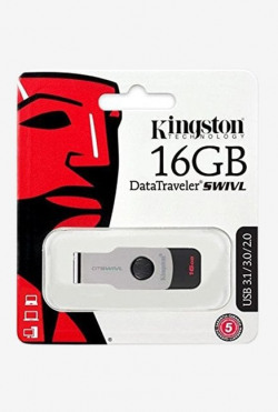 Kingston Kingston DTSWIVL USB 3.0 16GB DataTraveler SWIVL Memory Stick Drive (Grey/Black)