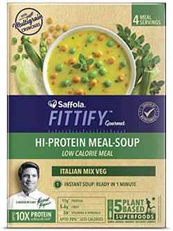 Saffola FITTIFY Gourmet Hi Protein Meal-Soup - 212 g (Italian Mixed Vegetables, 4 Servings)