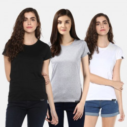 Young Trendz Solid Women Round Neck Multicolor T-Shirt(Pack of 3)