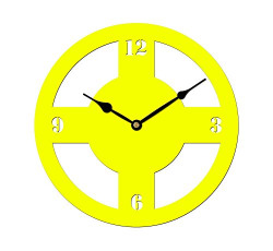 Sehaz Artworks Wheel Round Wooden Wall Clock (25.5 cm x 25.5 cm x 3 cm, Yellow)