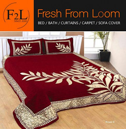 Bedsheet for Double Bed 500 TC Chenille Bed Sheet with 2 Pillow Cover by Fresh From Loom (Maroon)