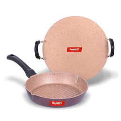 Sumeet Nonstick Granite Finish Unique Cookware Set (Saral Tawa 30.5cm Dia + Round Grill Pan 25.5cm Dia)