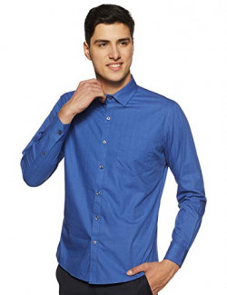 Amazon Brand - Symbol Men's Solid Slim Fit Formal Shirt (SS18-SMFS-219_Royal_44)
