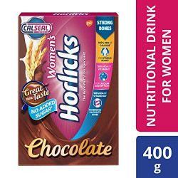 Women's Horlicks Health and Nutrition Drink, 400 gm, Chocolate Flavor Refill Pack (No Added Sugar)