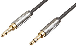 AmazonBasics Male to Male Stereo Audio Aux Cable with Gold Plated Connectors- 4 Feet
