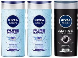 Nivea Pure Impact and Active Clean Shower Gel(3 x 250 ml)