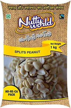 NuttyWorld Roasted Blanched Split Peanuts, 1 kg