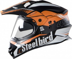 Steelbird SB-42 Airborne Motorbike Helmet(Matt Black, Orange)