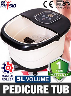Dr Physio (USA) Electric Powerful Foot Spa Body Massager Machine with Manual Roller, Bubble, Massage & Heat (Massager for Pain relief)