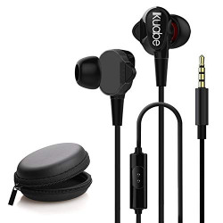 WeCool Mr.Bass W005 High Stereo Bass Dual Driver in-Ear Sport Wired Earphones with Mic for Mobile + Free Carry Case (Black)