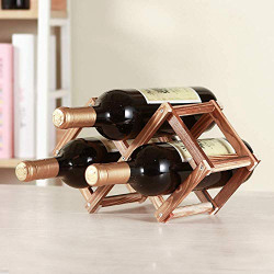 PRO365 Luxury Foldable Wooden 3 Bottle Wine Rack (Bold Antique Color)